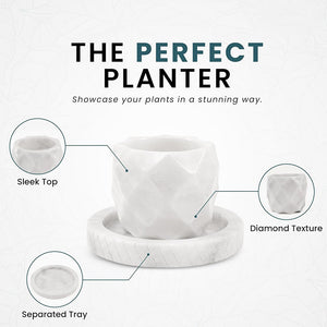 planter, indoor planter, marble planter