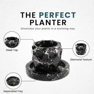 planter, indoor planter, marble planter