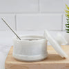 Marble Salt Cellar Elegant Container with Lid and Spoon