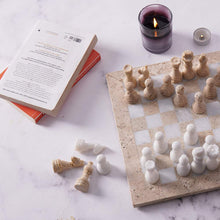 Load image into Gallery viewer, 30cm Chess Set - Travertine and White
