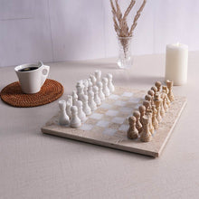 Load image into Gallery viewer, 30cm Chess Set - Travertine and White
