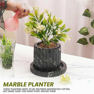 planter, indoor planter, marble planter