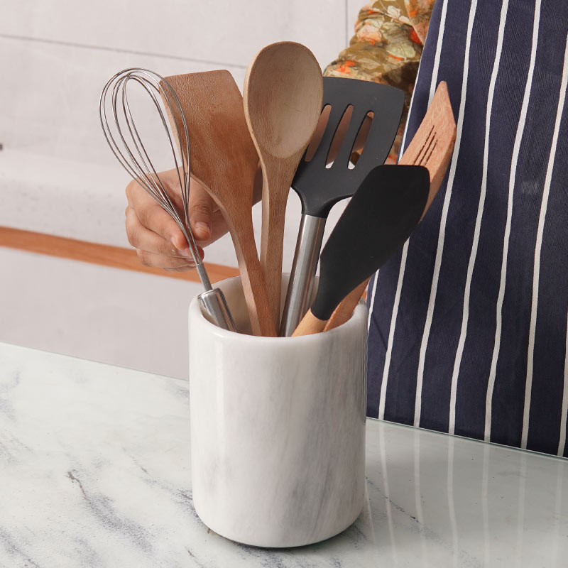 utensil holder-marble utensil holder