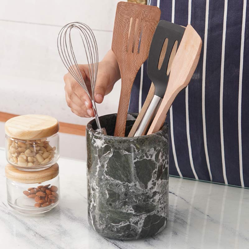 utensil holder-marble utensil holder