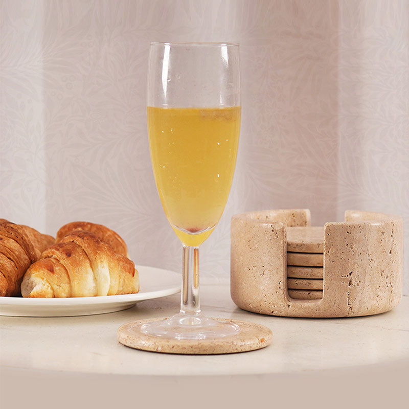 Marble White Coaster Set with Holder